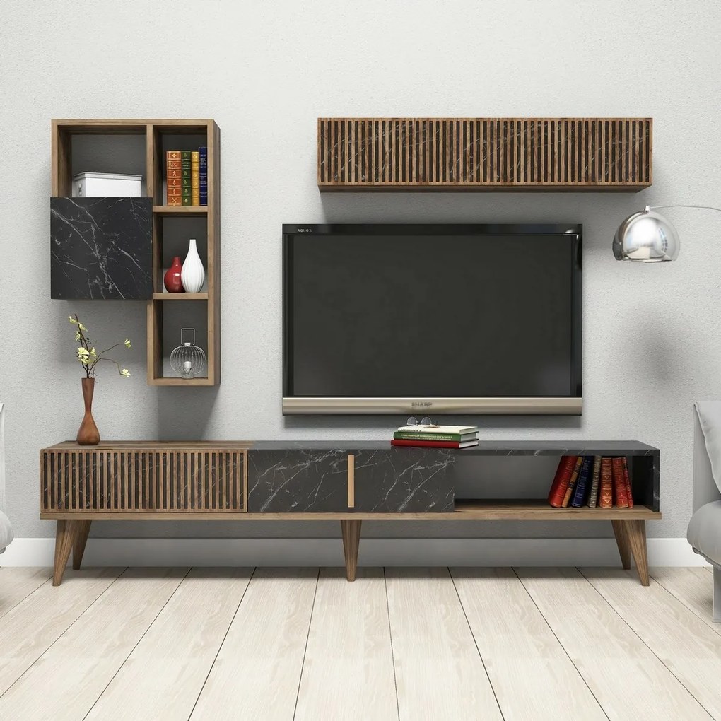 Milan Walnut and Black TV fal