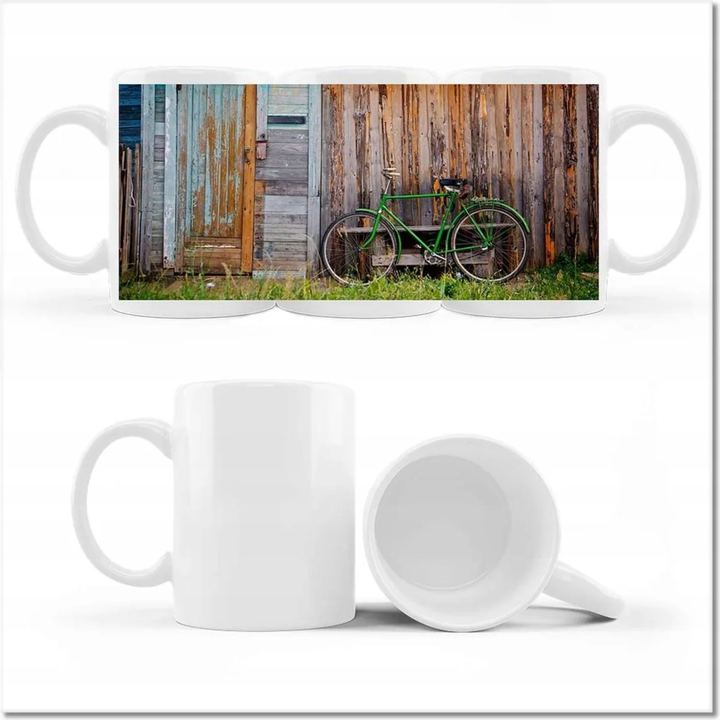 Nyomott mintás bögre Zöld kerékpár