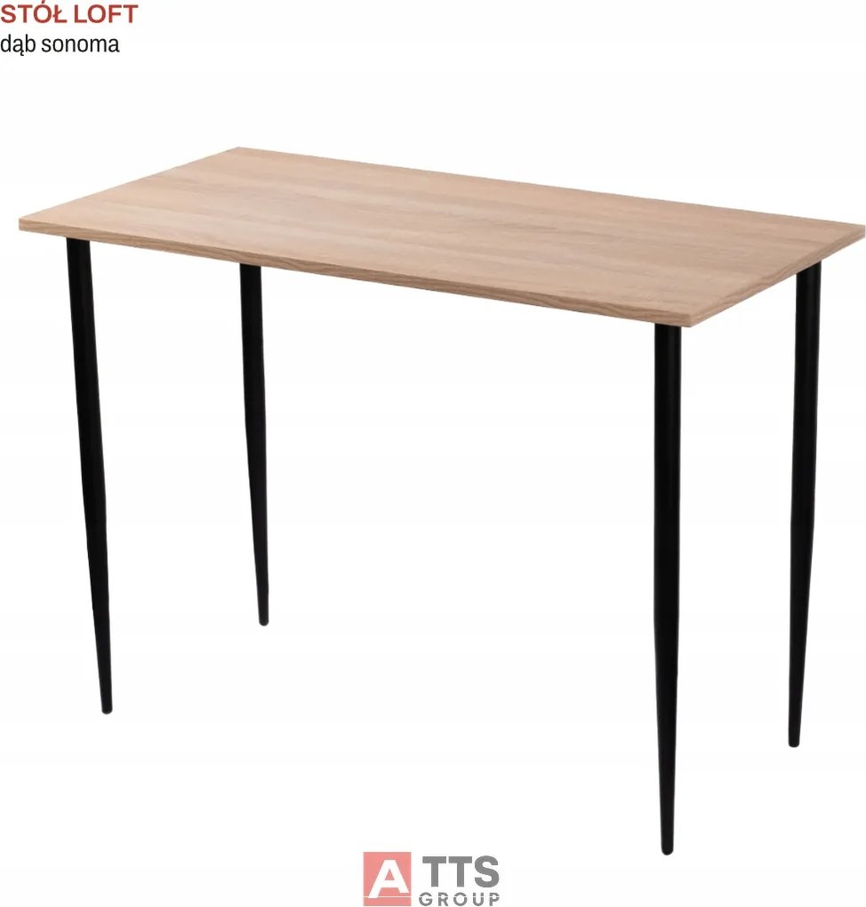 Étkező Konyha Asztal 100X50 Sonoma Tölgy Magasság 73 CM Lábak Fekete