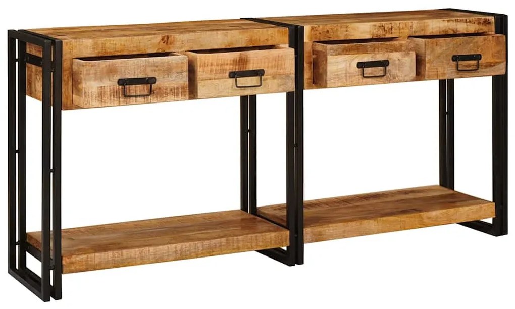 Konzolasztalok 2 pcs Barna 160 x 33 x 75 cm Tömör Mangófa