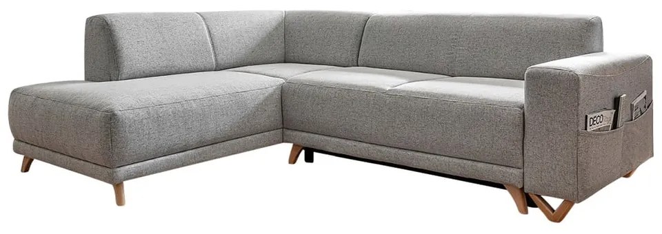 Világosszürke kinyitható-tárolóhelyes sarokkanapé (bal oldali-L alakú) Classy Sophie – Miuform