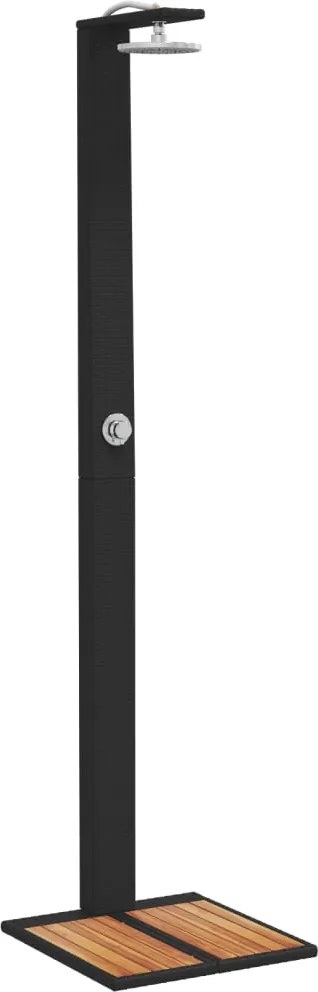 vidaXL fekete polyrattan és akácfa kültéri zuhanyzó 50 x 55 x 224 cm