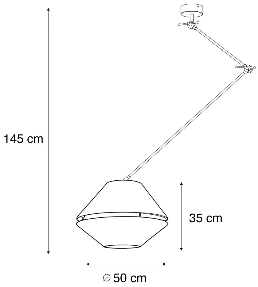 Függőlámpa fekete dupla bársony lámpabúrával, zöld, arany belsővel - Blitz