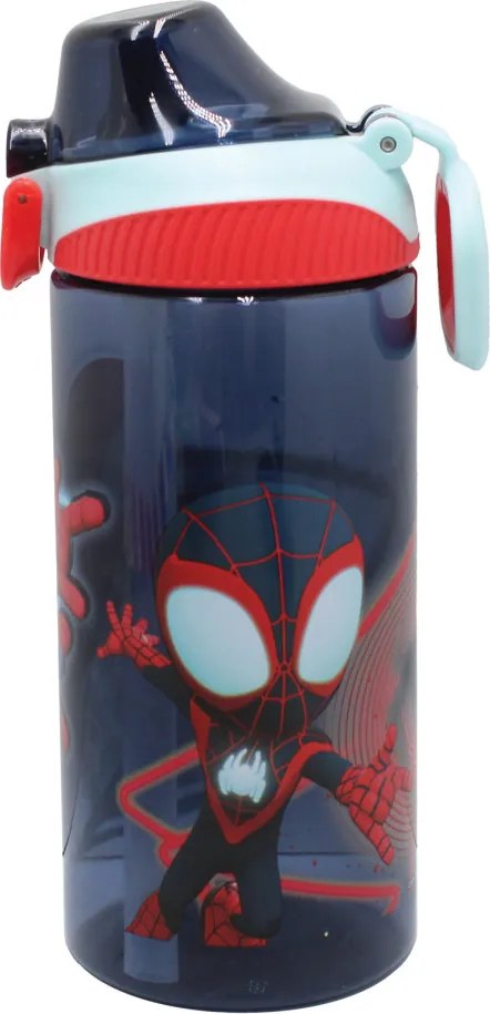 Pókember Spidey Web műanyag szívószálas kulacs akasztóval 450 ml