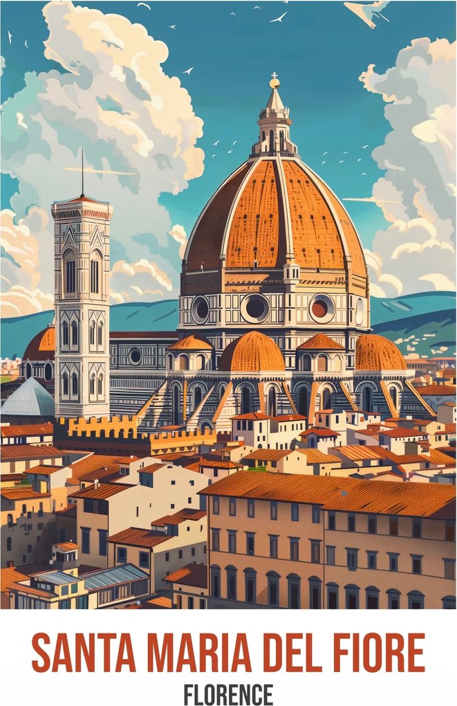 Poszter 68x98cm Santa Maria del Fiore, Florence