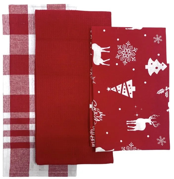 Konyharuhák karácsonyi Christmas piros 45x70cm 3db TiaHome