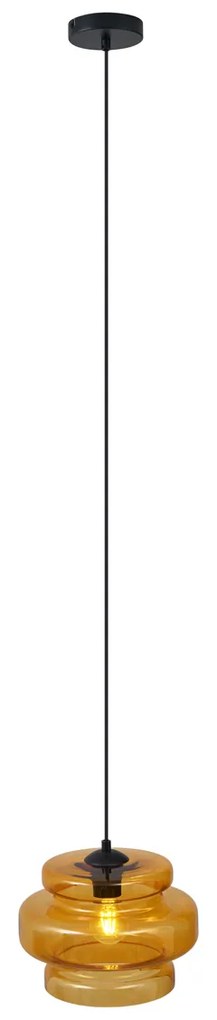 Retro függőlámpa fekete színben, narancssárga üveggel - Denise