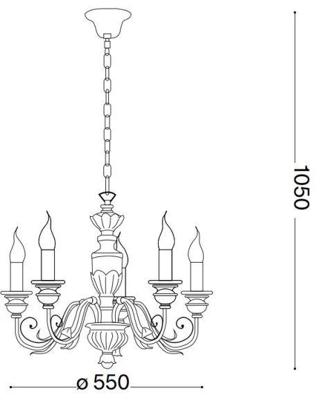 Ideal Lux - Csillár láncon FIRENZE 5xE14/40W/230V átm. 55 cm fehér/arany