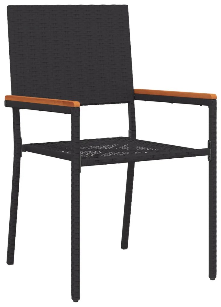 Kert étkező szett 7 pcs Fekete 190 x 90 x 75 cm polirattan