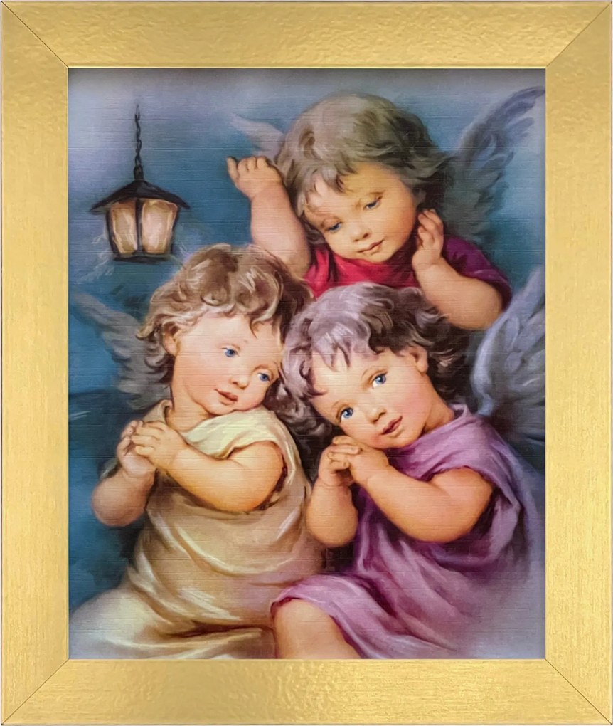 Vászonkép 30x25 Őrangyal Arany Keret Keresztelő Áldozás