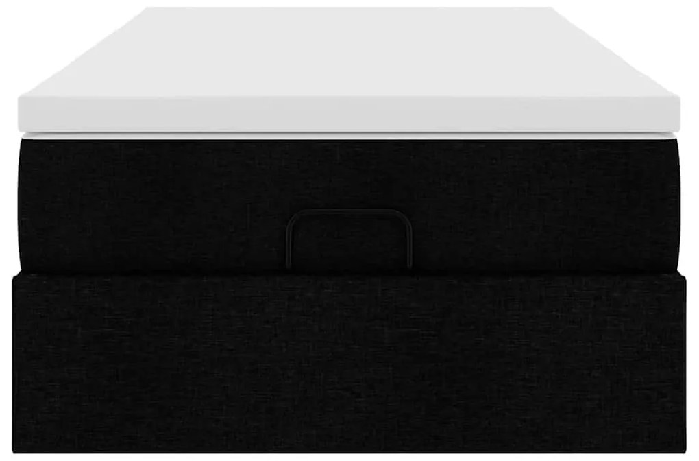 Ottomán ágykeret matraccal fekete 90x190cm szövet