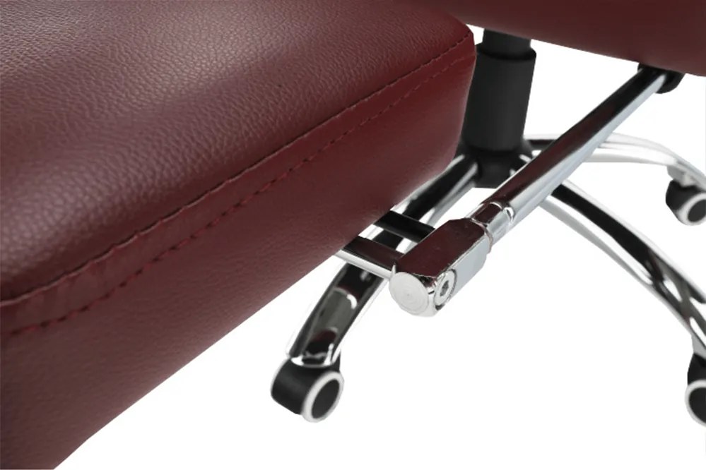 Irodai szék lábtartóval, textilbőr bordó, DRAKE