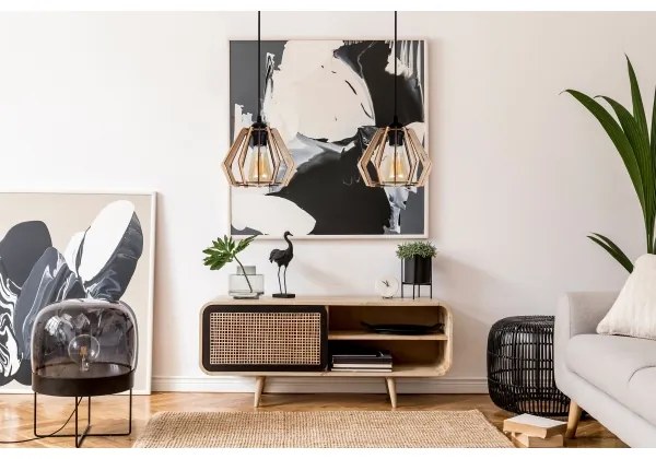 Csillár zsinóron BERGO 2xE27/60W/230V fekete