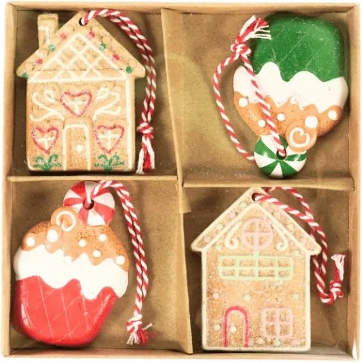 4 db-os karácsonyi dísz szett WINTER SWEETS 6 cm