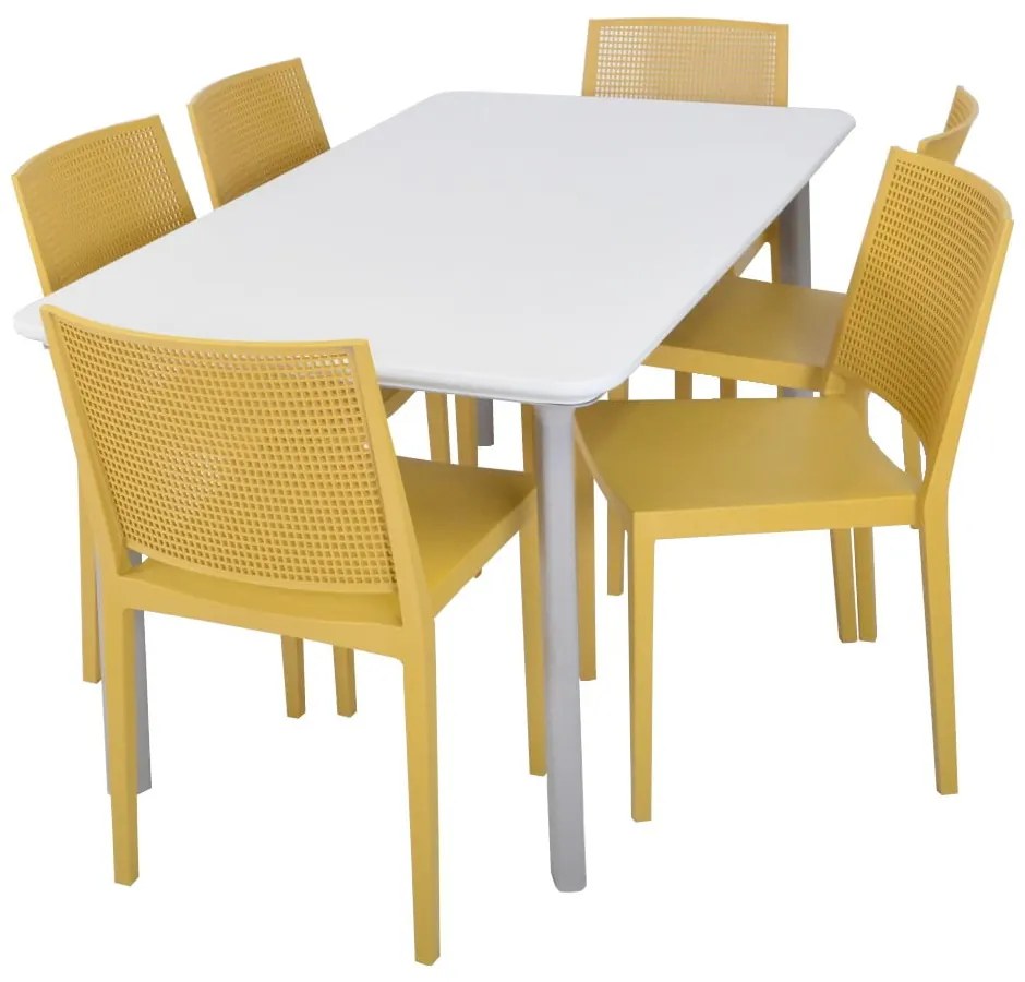 Sárga műanyag kerti szék Grid – Rojaplast
