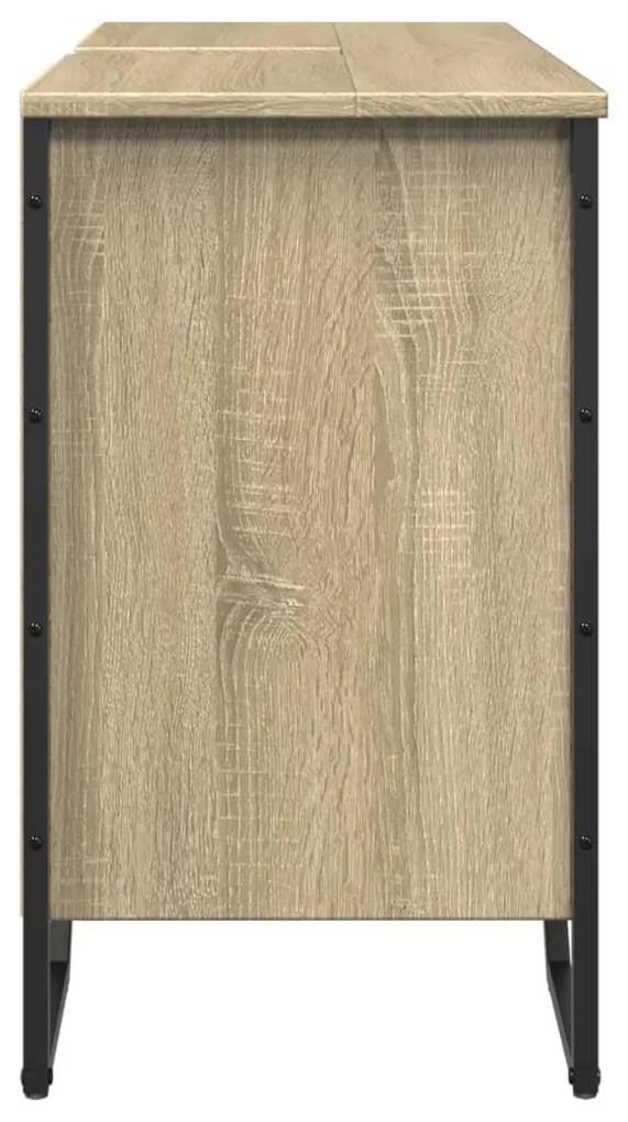 sonoma tölgy szerelt fa fürdőszobai mosdószekrény 91x35x60 cm