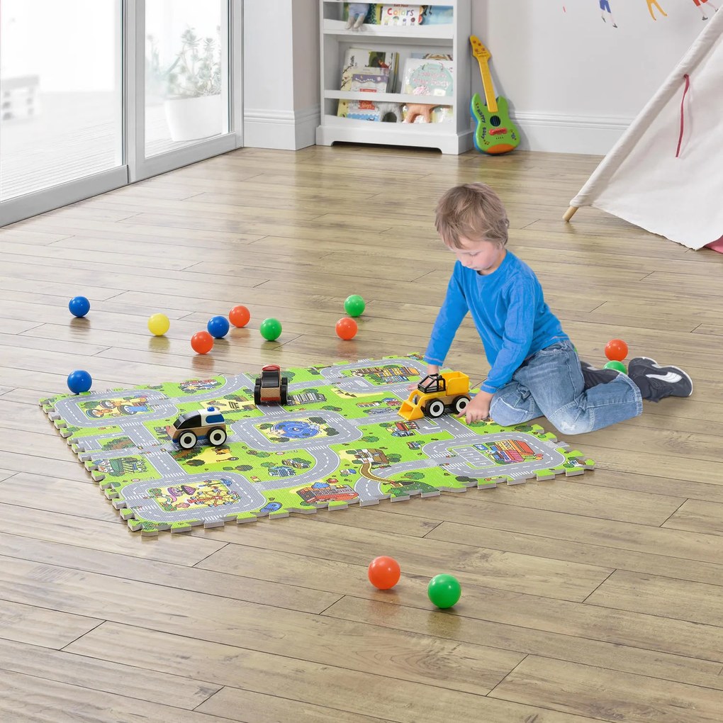 Jascha gyermek puzzle szőnyeg, 9 részes, utcák