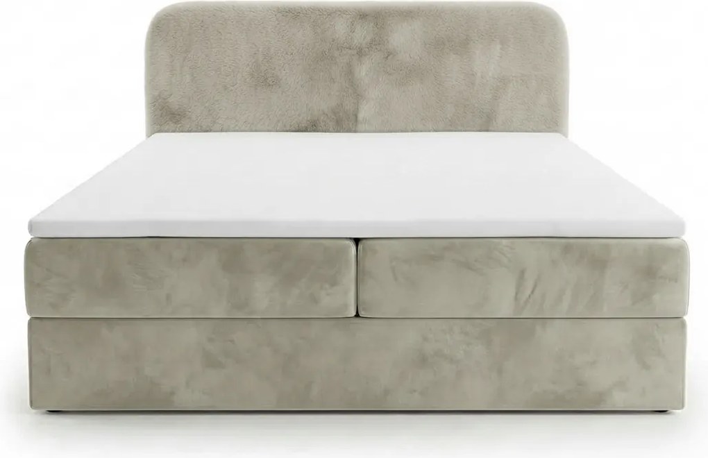 Kárpitozott boxspring ágy FORENA 180x200 cm krémszínű Matrac: Bonell rugós matrac
