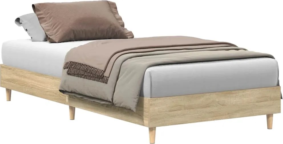 vidaXL sonoma tölgy színű szerelt fa ágykeret matrac nélkül 90x190 cm