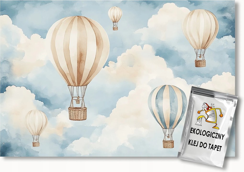 Fotótapéta Flizelina Gyerekek Ég Felhők Léggömb Repülés Utazás 250x175 ragasztó