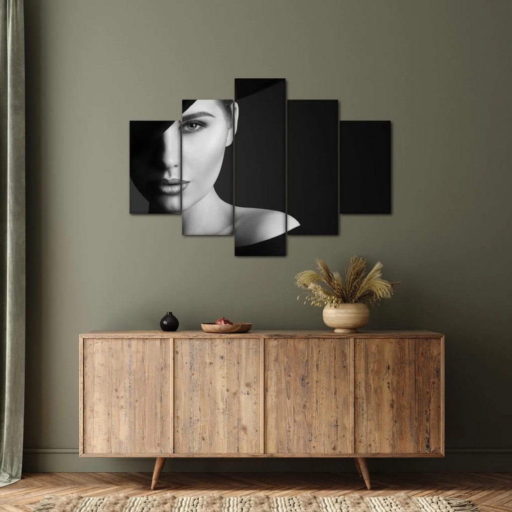Kép - fekete-fehér portré egy kalapos nőről (150x105 cm)