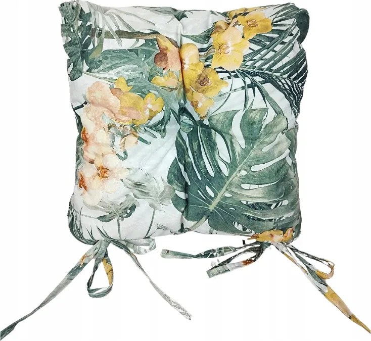 Sedak székpárna steppeléssel, vízálló Monstera levél mintás