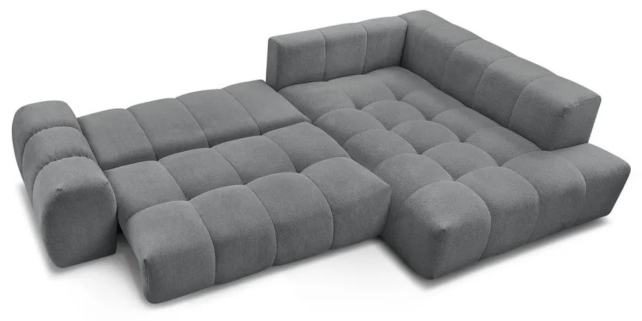 Sötétszürke zsenília kinyitható-tárolóhelyes sarokkanapé (jobb oldali-L alakú) Everest – Bobochic Paris