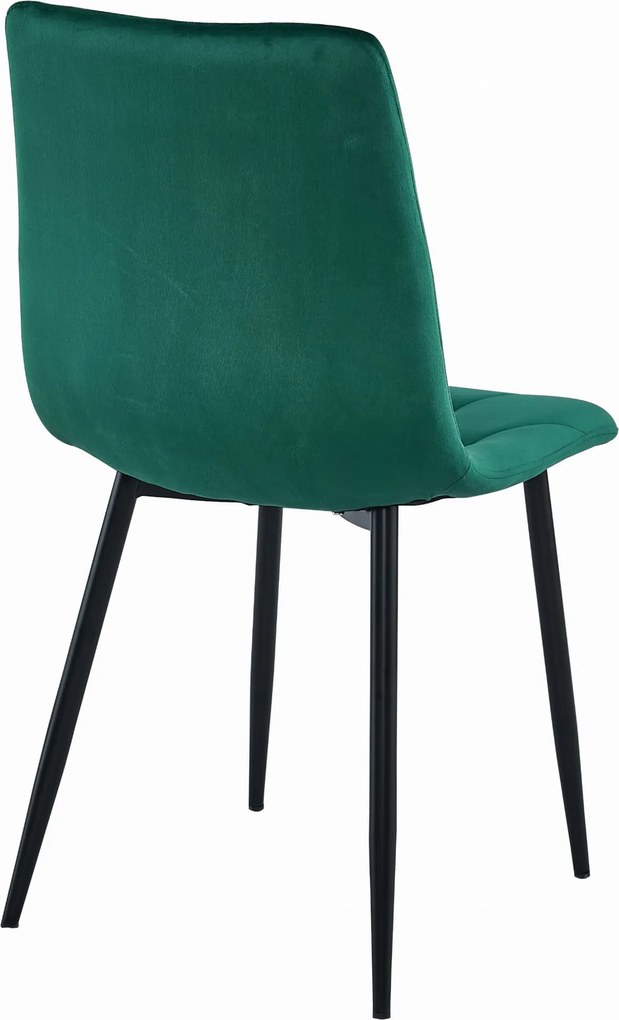 AKCIÓ Sötétzöld bársonyos étkezőszék LIBRA fekete lábakkal II. osztály