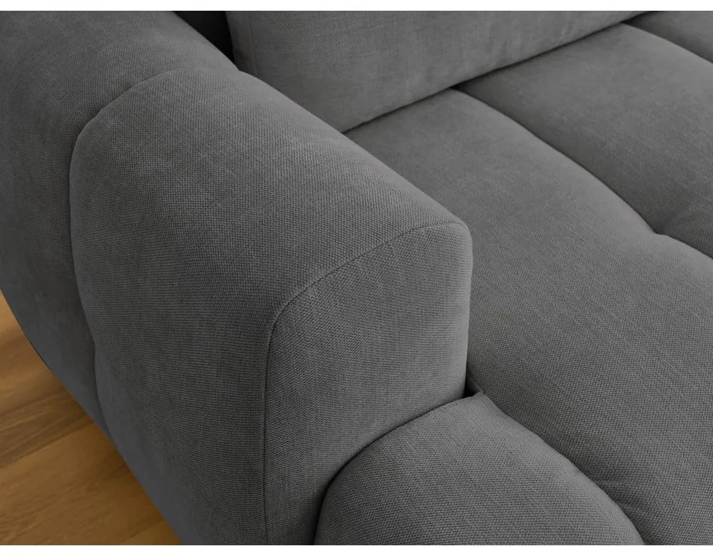 Sötétszürke kinyitható-tárolóhelyes sarokkanapé (jobb oldali-heverő résszel) Fuji – Bobochic Paris