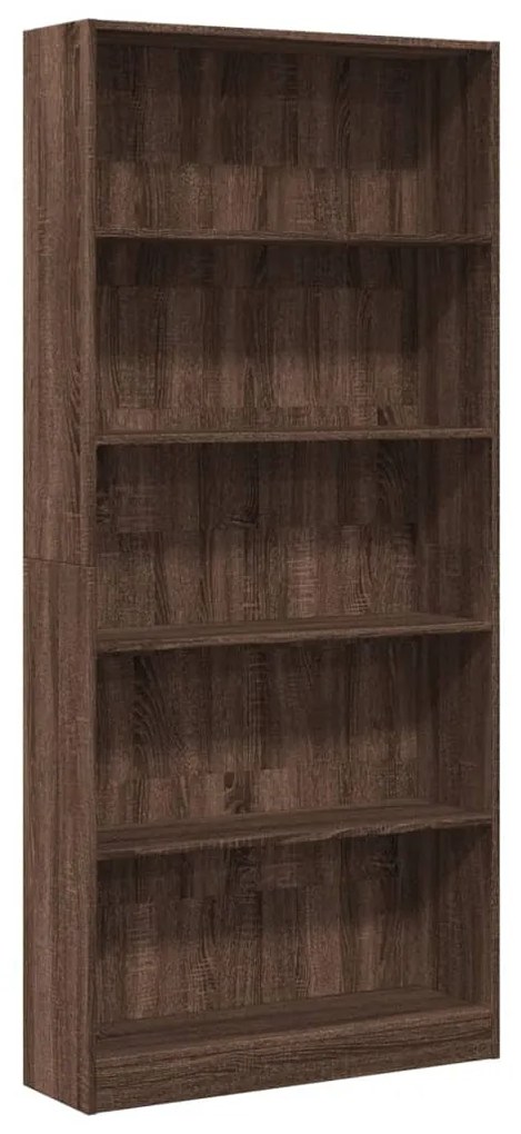 barna tölgy színű szerelt fa könyvszekrény 80 x 24 x 176 cm