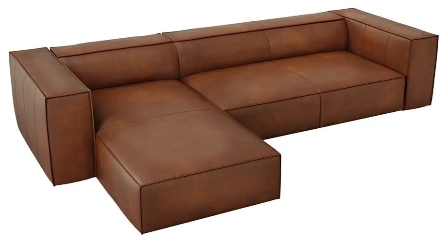 Konyakbarna bőr sarokkanapé (bal oldali) Madame – Windsor &amp; Co Sofas