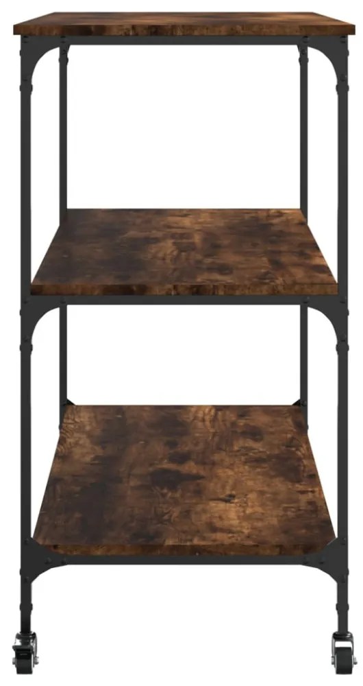 füstös tölgy színű szerelt fa zsúrkocsi 102 x 50 x 95 cm