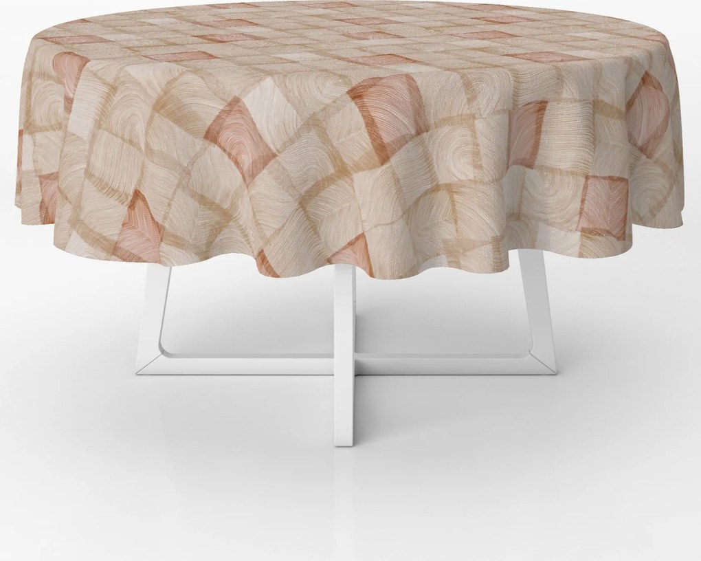 Abrosz Cerata Bézs Kockás Maziaje Kerek Vastag Kör 120 cm