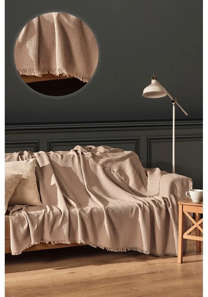 Barna újrahasznosított pamut ágytakaró 170x205 cm Merlin – Mijolnir