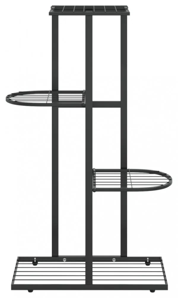 fekete 4 szintes acél virágtartó állvány 43 x 22 x 76 cm
