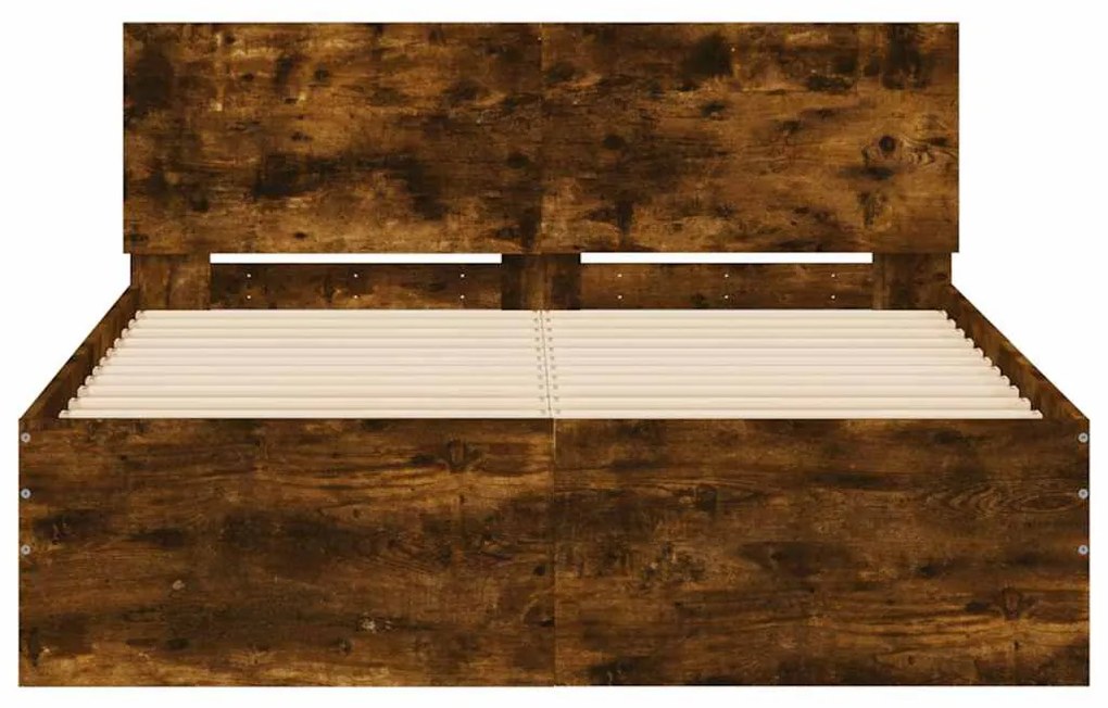 füstös tölgy színű ágykeret fejtámlával és LED-del 140x190 cm