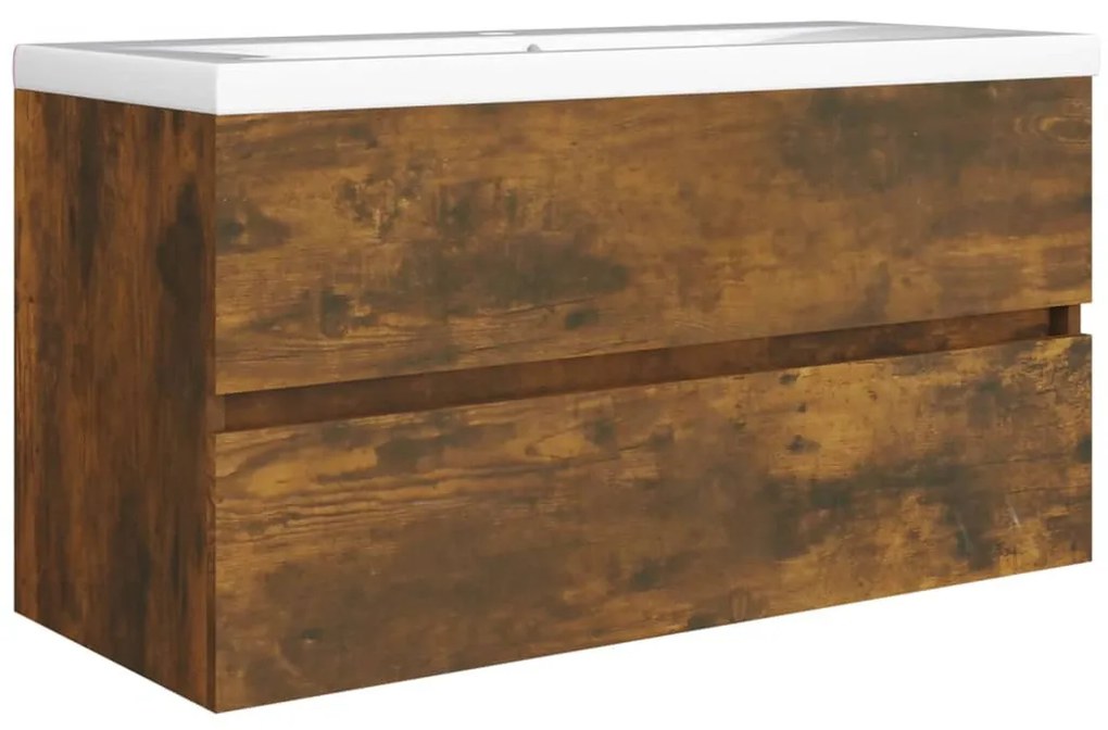 Füstös tölgy színű szerelt fa mosdószekrény 90 x 38,5 x 45 cm