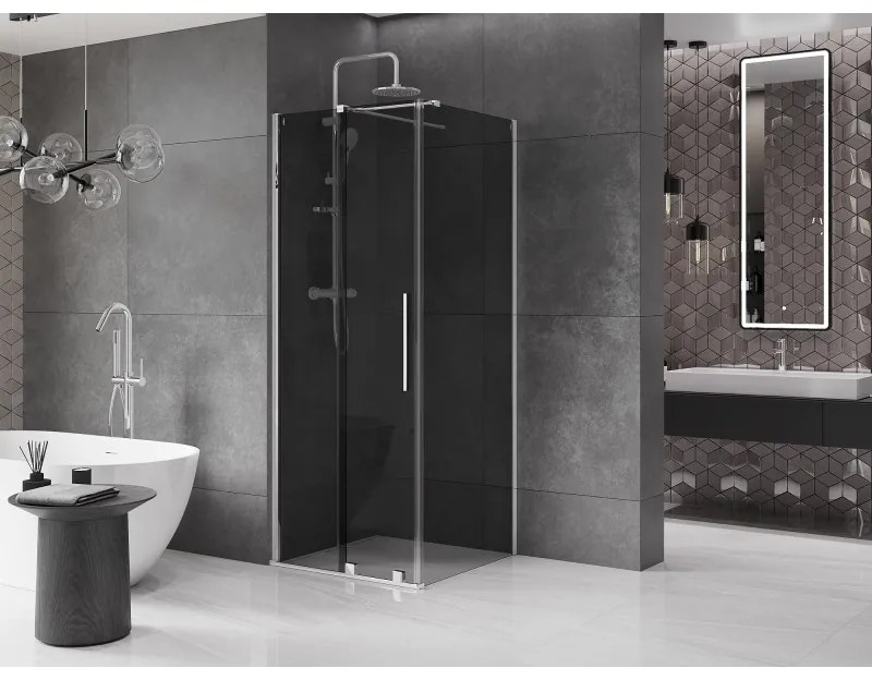 Mexen Velar, zuhanykabin tolóajtóval 120 x 120 cm, 8mm szürke üveg, króm, 871-120-120-41-01