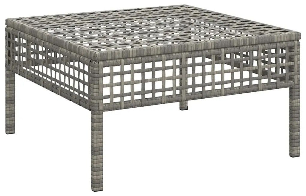 Szürke polyrattan kerti lábtartó párnával