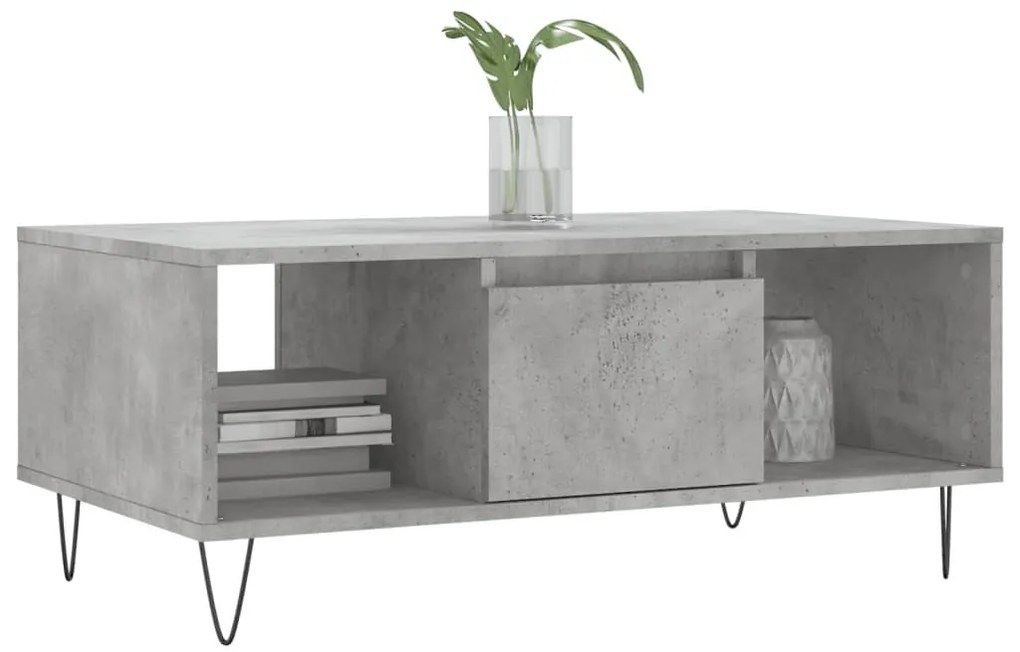 Betonszürke szerelt fa dohányzóasztal 90x50x36,5 cm