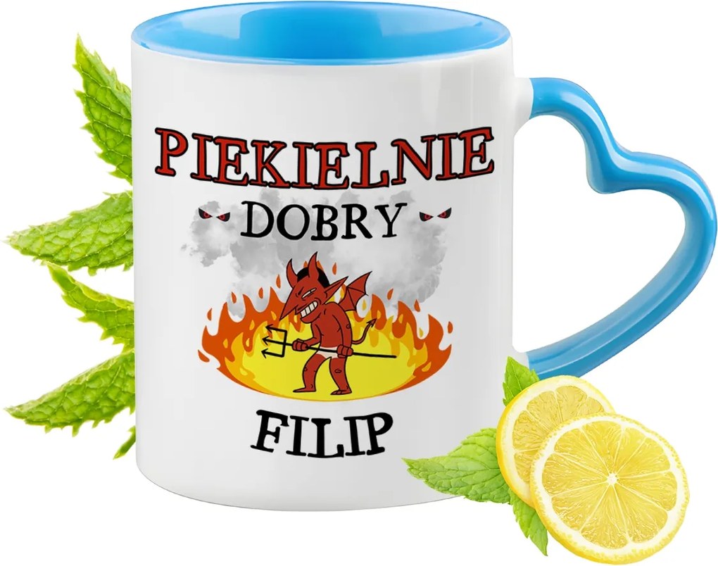 Fülöpnek Kék bögre szív alakú füllel Ajándék