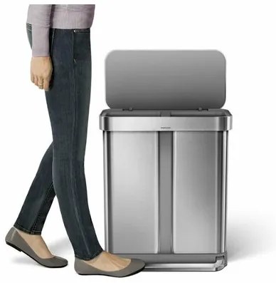 Simplehuman pedálos hulladékgyűjtő szelektívhulladékgyűjtő 58 l, ezüst