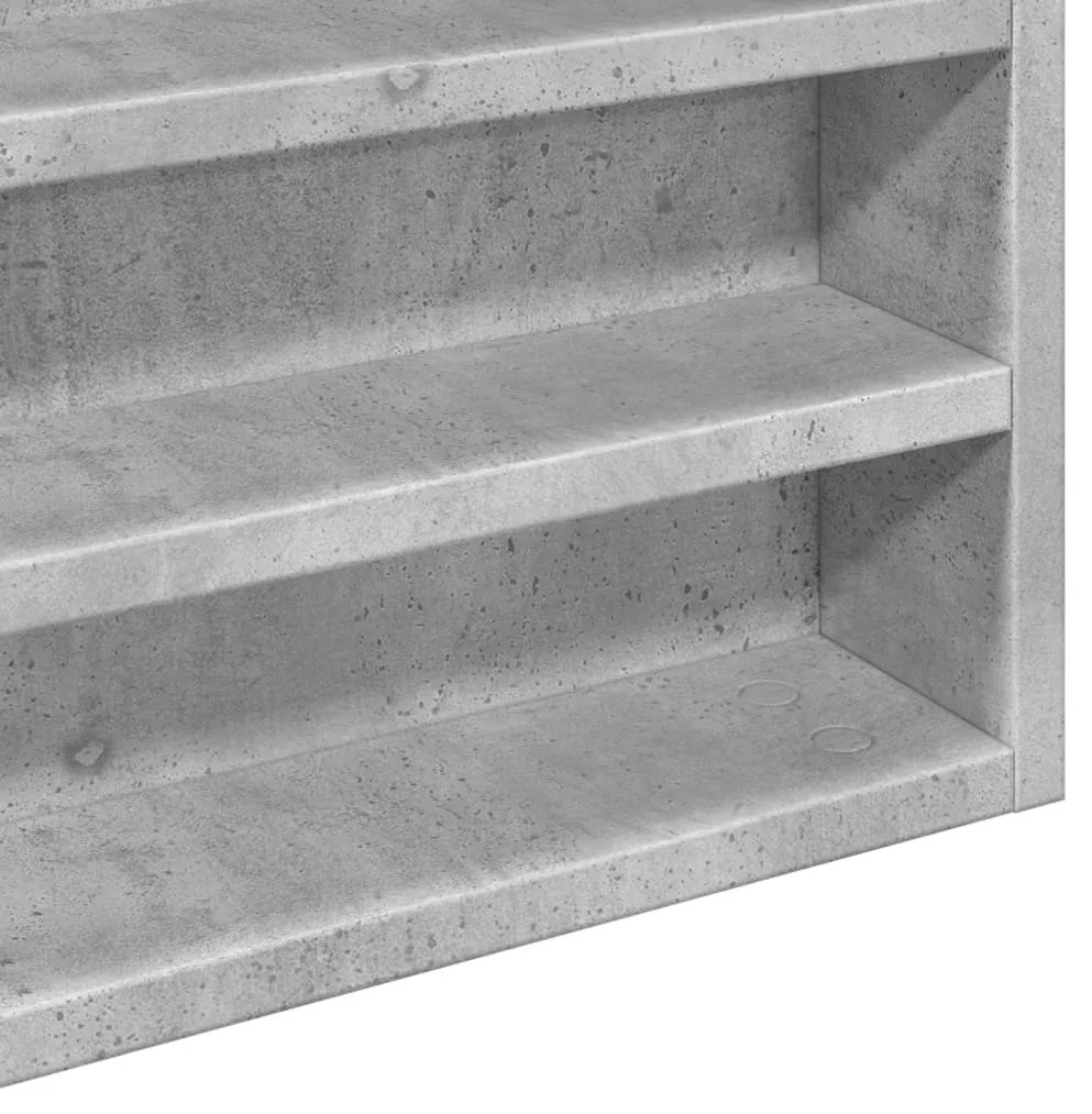 betonszürke szerelt fa vitrinszekrény 100 x 8,5 x 75 cm