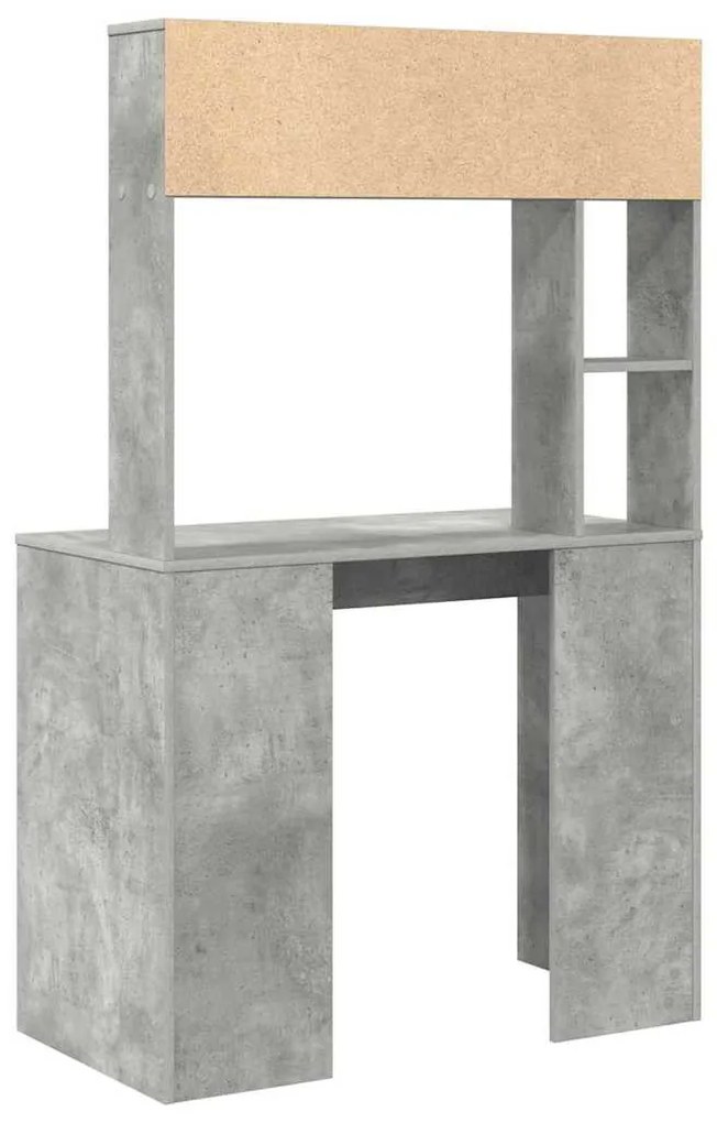 Asztal polcokkal Beton szürke 91 x 50 x 149 cm Faanyag