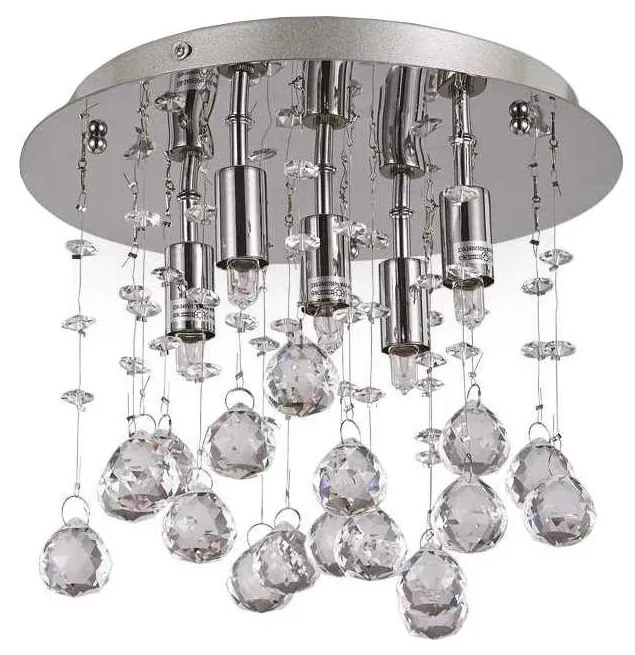 Ideal Lux-LED Kristály mennyezeti lámpa MOONLIGHT 5xG9/3W/230V átm. 26 cm fényezett króm