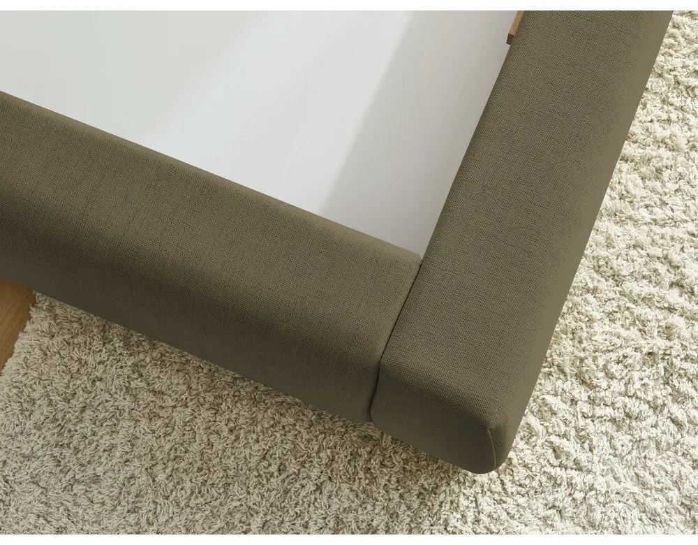 Sötétzöld kárpitozott franciaágy tárolóhellyel, ágyráccsal 160x200 cm Jagna – Bobochic Paris