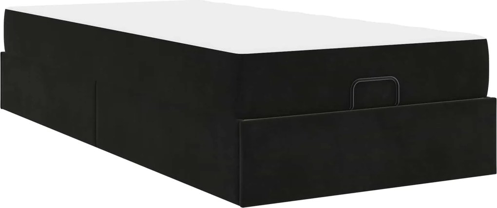 vidaXL Ágykeret matraccal matracmal 2 pcs Fekete Bársony