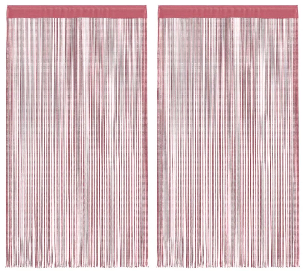 2 db rózsaszín zsinórfüggöny 140 x 250 cm