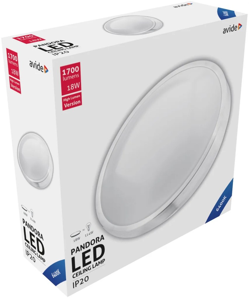 Avide LED Mennyezeti Lámpa Pandora (Alu) 18W 330*100mm CW 6400K