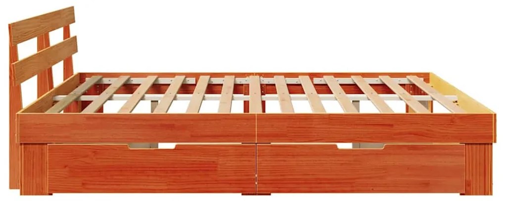 Ágykeret fejtámlával Viaszbarna 200 x 200 cm Tömör fenyőfa